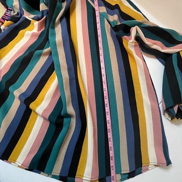 Perch by Blu Pepper striped blouse 3X boho colorful ballon sleeve - Picture 5 of 6